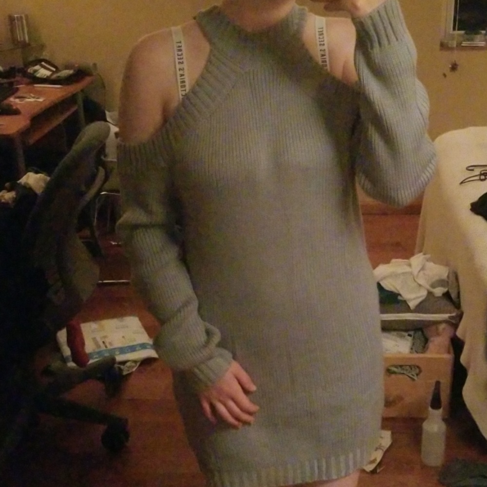 Cold shoulder sweater dress
